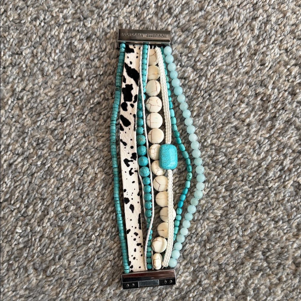 Victoria Emerson Turquoise and Animal Print Bracelet